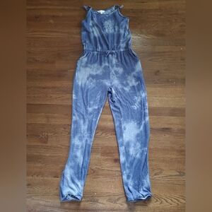 R + R Girls Large 12/14 blue knit jumpsuit